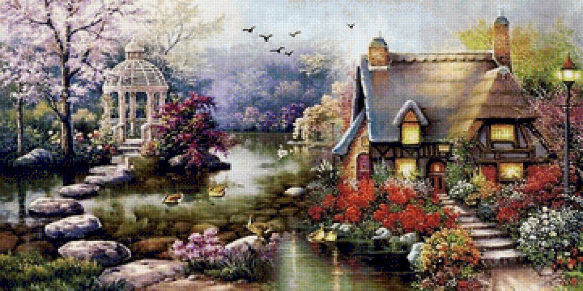 Домик с беседкой - домик, природа - предпросмотр