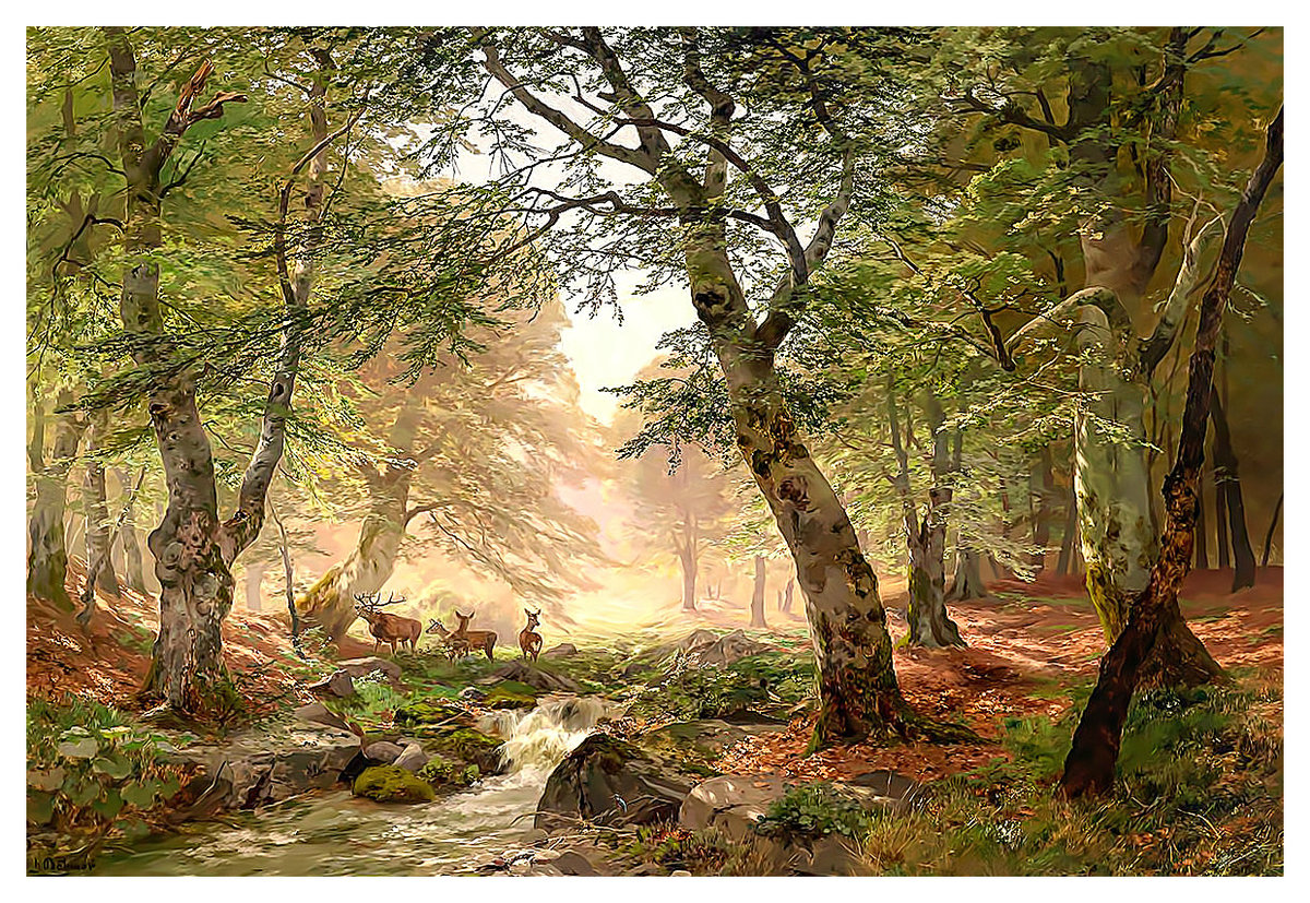 Пейзаж. Лес. - пейзаж, природа, лес, живопись, река - оригинал