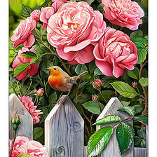 Оригинал схемы вышивки «Птичка и розы.» (№2098315)