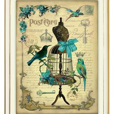 Схема вышивки «манекен с птицами»