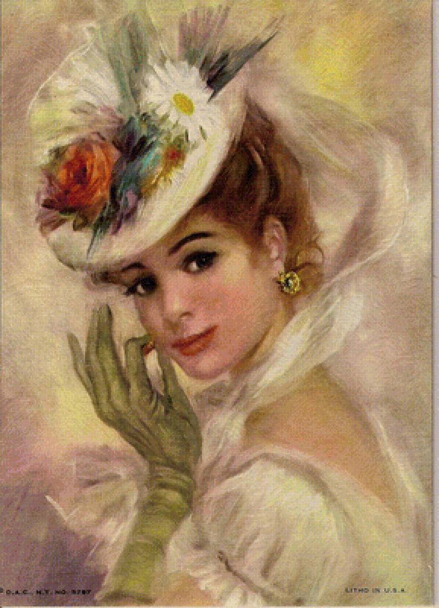 Дама в шляпке - девушка, портрет, живопись, дама, 19 век - предпросмотр