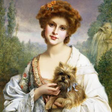 Схема вышивки «Девушка с собачкой. Франсуа Мартин Кавель»