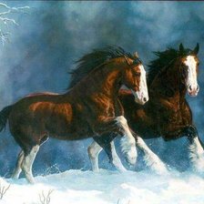 Схема вышивки «кони»