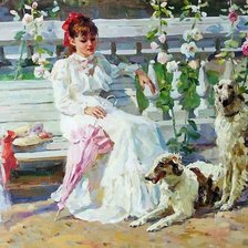 Схема вышивки «В саду. Владимир Гусев»