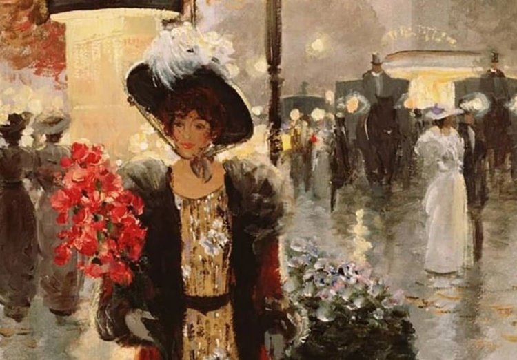 Парижанка. Криста Киффер - женщина, 19 век, дама, букет, париж - оригинал