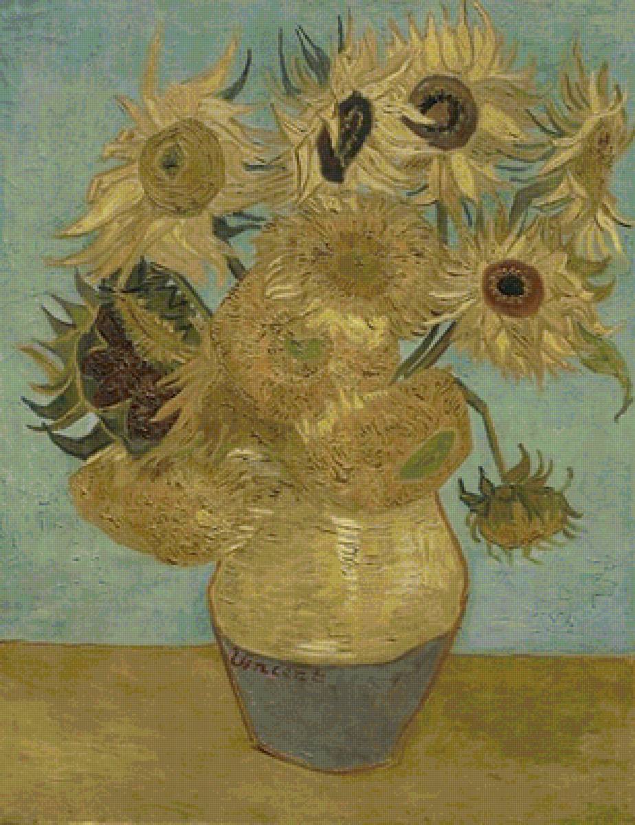 Подсолнухи. Ван Гог - живопись, подсолнухи, цветы, ван гог, ваза, натюрморт - предпросмотр