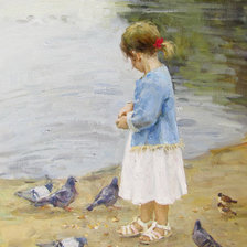 Девочка и голуби. Владимир Гусев