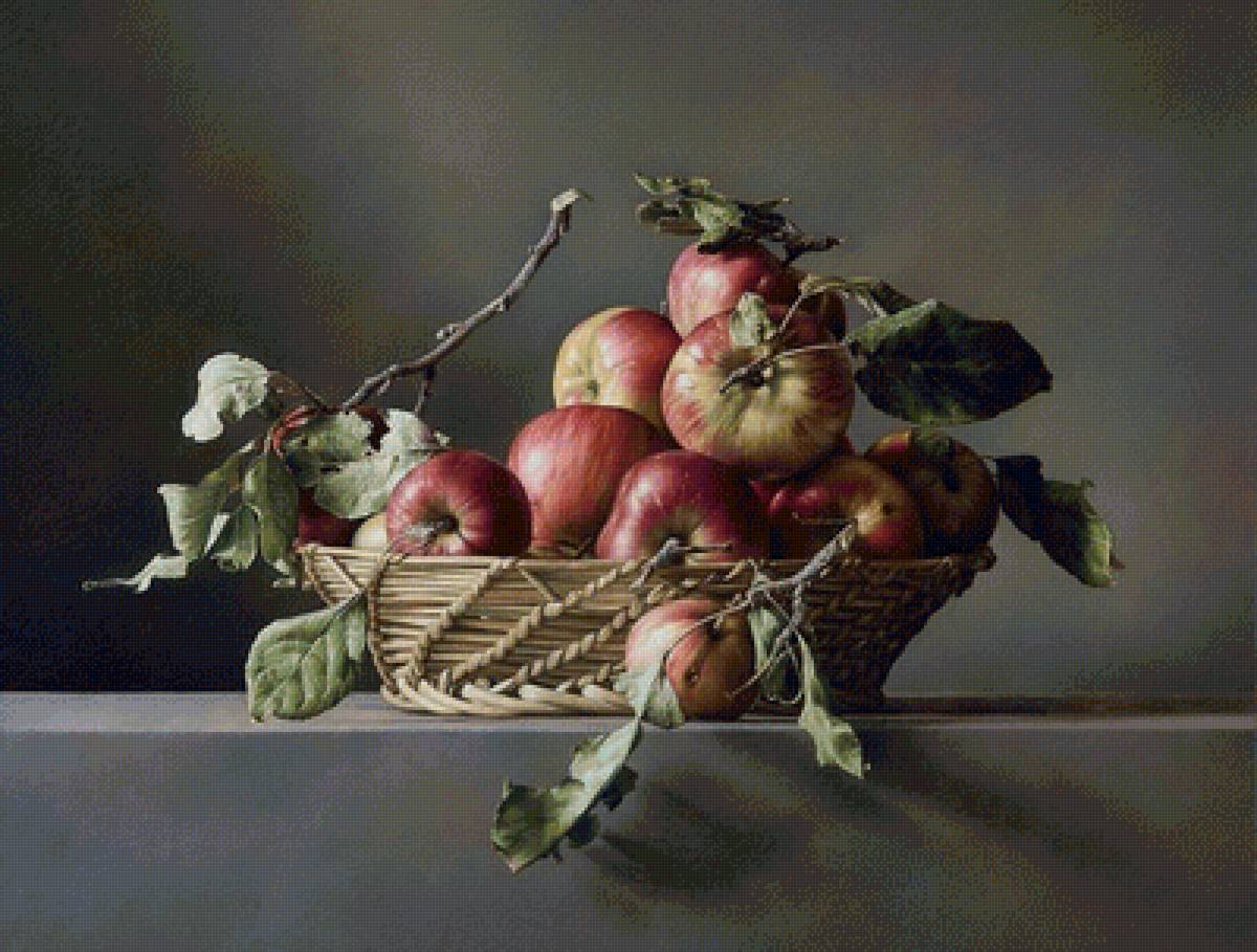 Яблоки - корзина, яблоки, натюрморт - предпросмотр
