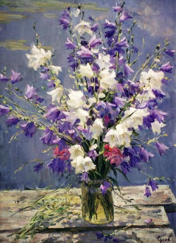 Сельский букет. Владимир Гусев - цветы, колокольчики, букет, натюрморт, живопись - оригинал
