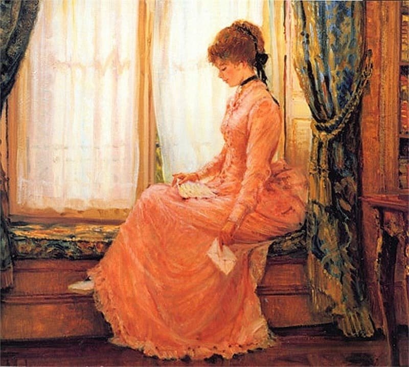 Девушка у окна. Алан Мэйли - живопись, девушка, 19 век, окно - оригинал