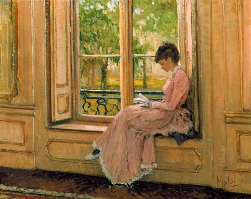 Девушка у окна. Алан Мэйли - окно, 19 век, девушка, живопись - оригинал