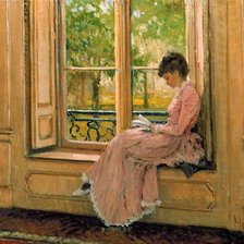 Схема вышивки «Девушка у окна. Алан Мэйли»