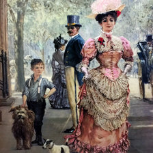 Схема вышивки «Дама с собачкой. Алан Мейли»