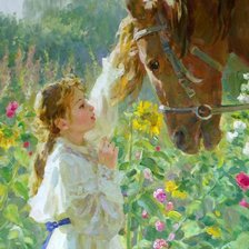 Схема вышивки «С любимой лошадкой. Владимир Гусев»