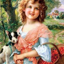 Оригинал схемы вышивки «Девочка со щенком. Эмиль Вернон» (№2103300)