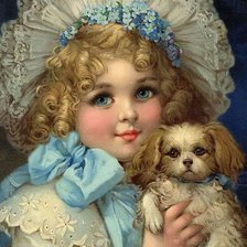 Оригинал схемы вышивки «Девочка со щенком. Эмиль Вернон» (№2103335)