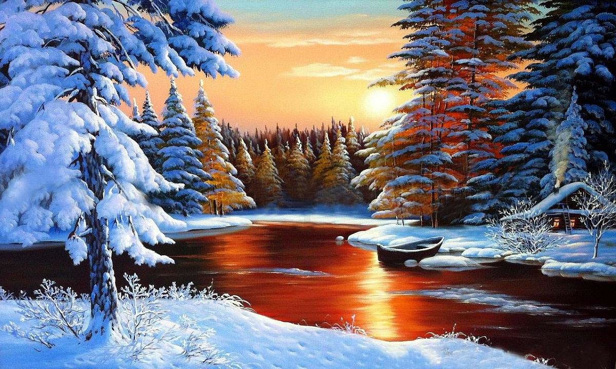 Картина зимний лес