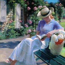 Схема вышивки «Девушка с книгой. Владимир Волегов»