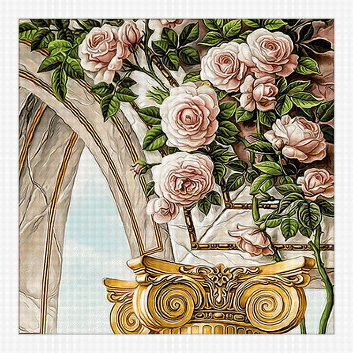 Арка и розы. - цветы, живопись, розы, арка - предпросмотр
