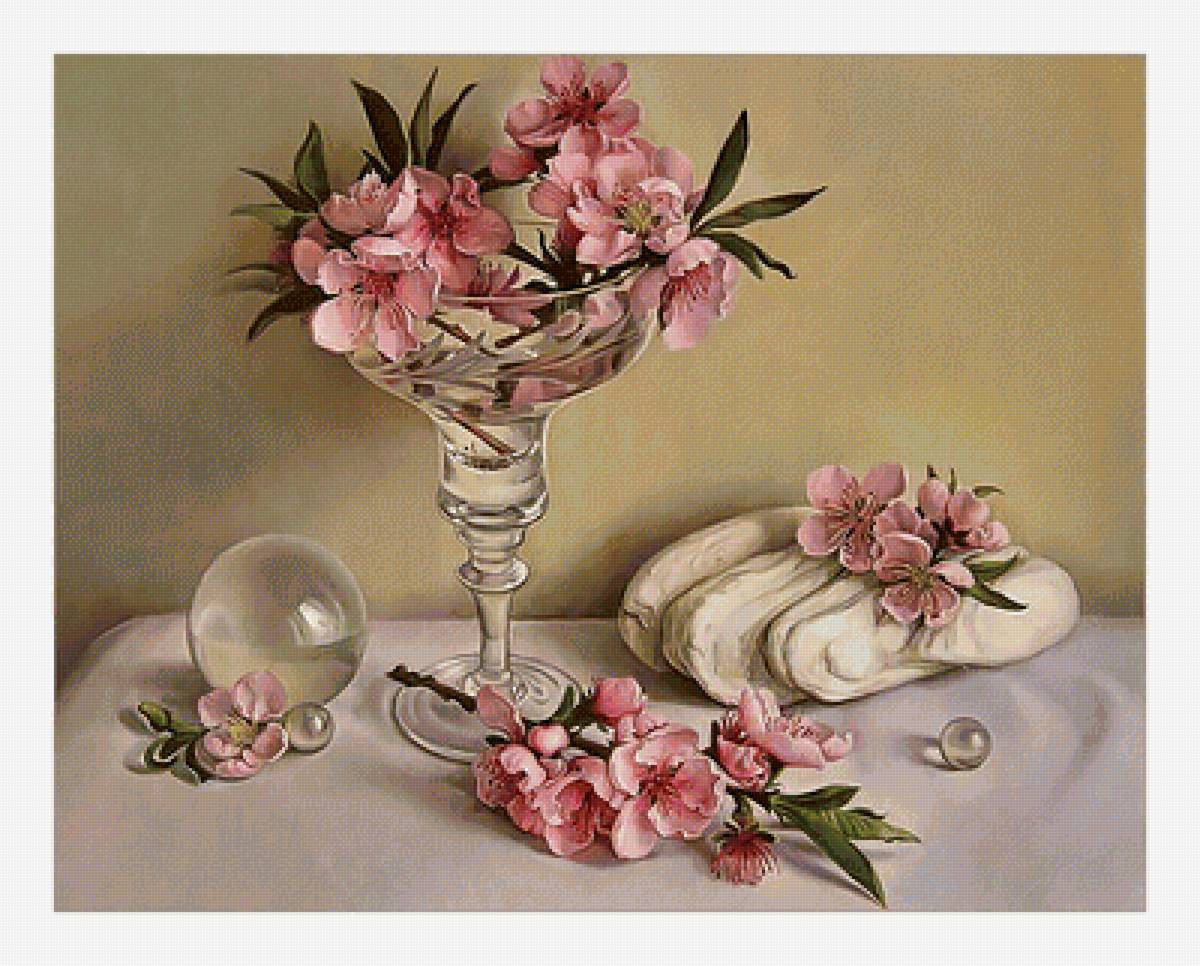 Цветочный натюрморт. - ваза, шар, живопись, цветы, веточка - предпросмотр