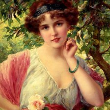 Оригинал схемы вышивки «Девушка с розой. Эмиль Вернон» (№2104069)