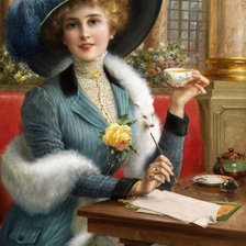 Оригинал схемы вышивки «Дама в кофейне. Эмиль Вернон» (№2104082)
