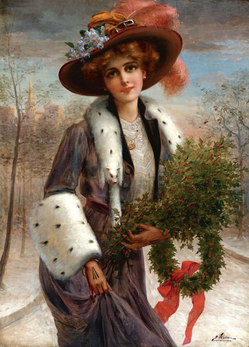 Дама на прогулке. Эмиль Вернон - девушка, 19 век, живопись, женщина, дама, портрет - оригинал
