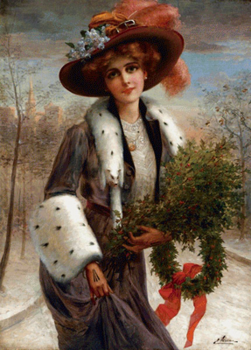 Дама на прогулке. Эмиль Вернон - живопись, женщина, портрет, дама, девушка, 19 век - предпросмотр