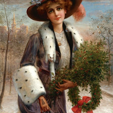 Оригинал схемы вышивки «Дама на прогулке. Эмиль Вернон» (№2104090)