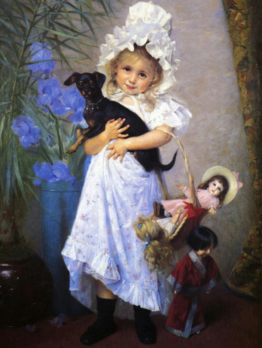Девочка с собакой. Элизабет Виже-Лебрен - девочка, живопись, портрет, собака, 19 век - оригинал