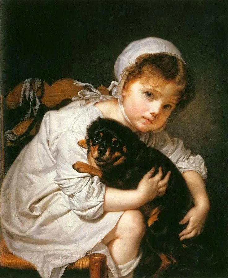 Девочка с собакой. Тропинин - собака, портрет, 19 век, девочка, живопись - оригинал