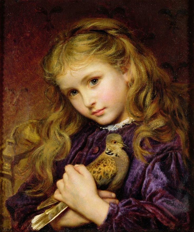 Девочка с голубем. Софи Жанжамбр Андерсон - 19 век, голубь, девочка, птица, живопись, портрет - оригинал