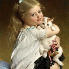 Девочка с котёнком. Эмиль Мюнье