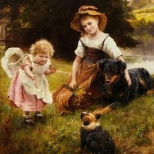 Схема вышивки «Дети и собачки. Артур Джон Элсли»