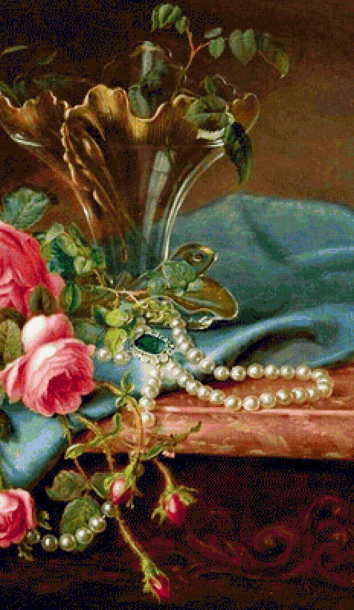 СТАРИННЫЙ НАТЮРМОРТ С БУСАМИ-2 - диптих, триптих, парные картины - предпросмотр