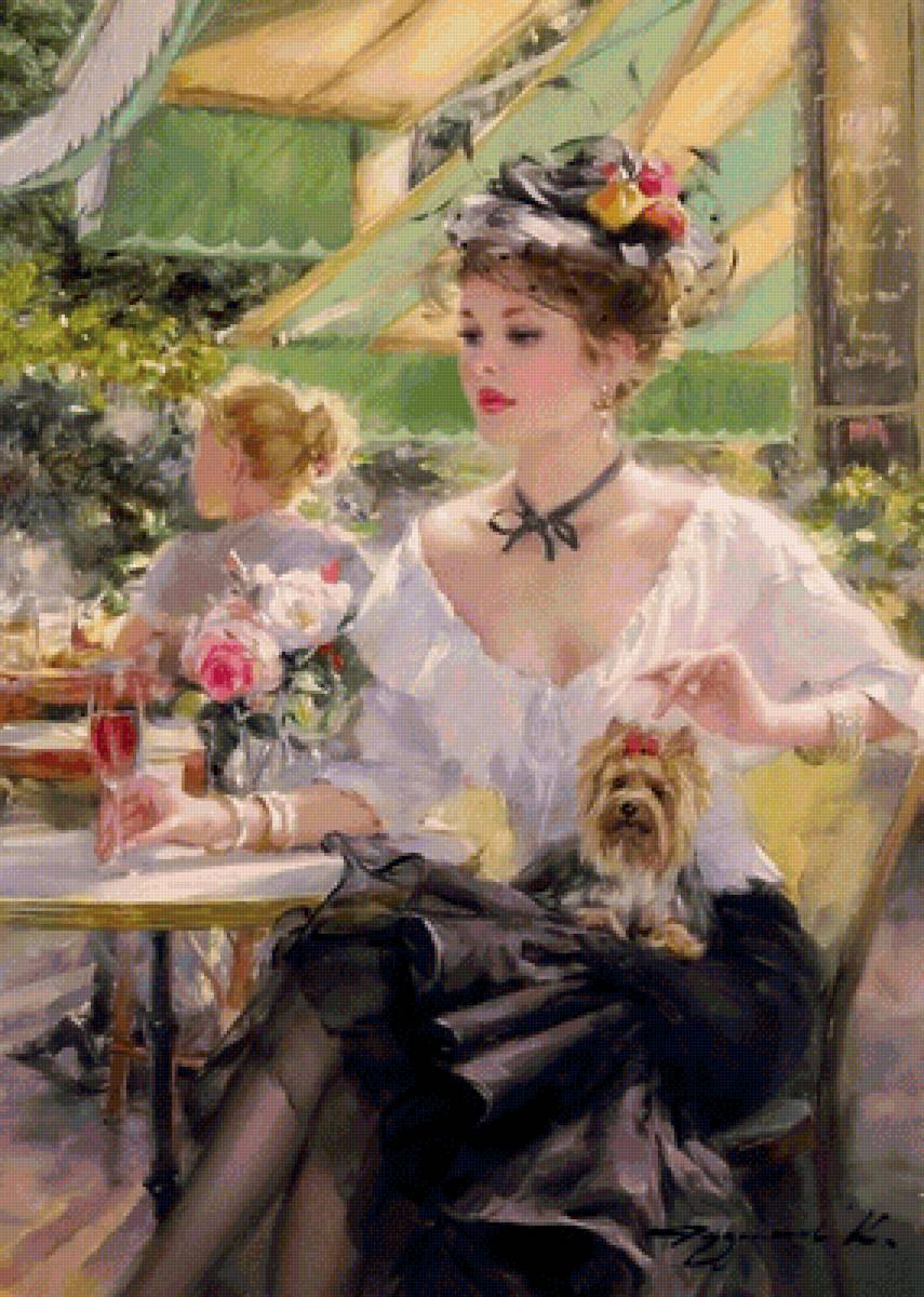 Дама с собачкой. Константин Разумов - девушка, портрет, собачка, дама, живопись - предпросмотр