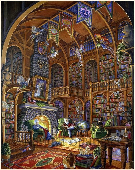 Волшебная библиотека - библиотека, фэнтези, книги - оригинал