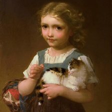 Оригинал схемы вышивки «Девочка с кошкой. Эмиль Мюнье» (№2106750)