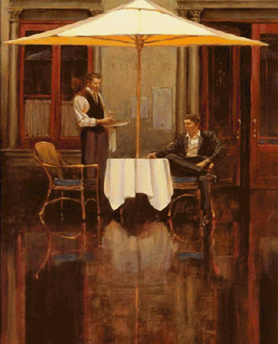 УЛИЧНОЕ КАФЕ-1 - триптих, парные картины, диптих - предпросмотр