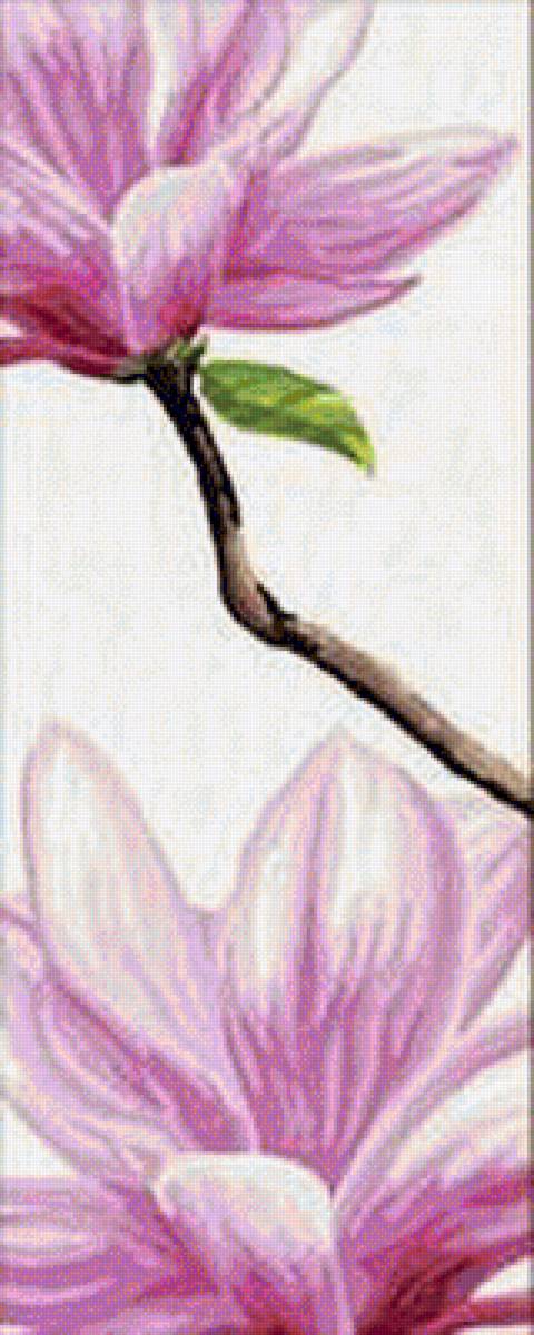 ЦВЕТУЩАЯ ВЕТКА МАГНОЛИИ-3 - диптих, триптих, парные картины - предпросмотр