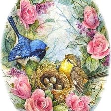 Схема вышивки «птички у гнезда»