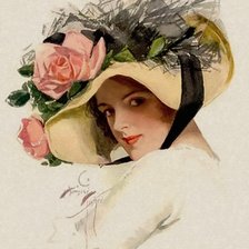 Схема вышивки «Дама в шляпе. Харрисон Фишер»