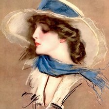 Оригинал схемы вышивки «Дама в шляпе. Харрисон Фишер» (№2108201)