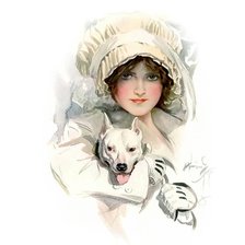 Оригинал схемы вышивки «Девушка с собакой. Харрисон Фишер» (№2108224)