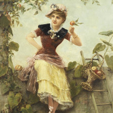 Схема вышивки «Девушка с яблоком. Эмиль Эйсман-Семеновский»