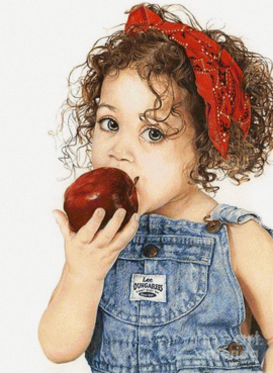 Девочка с яблоком - дети, яблоко - предпросмотр