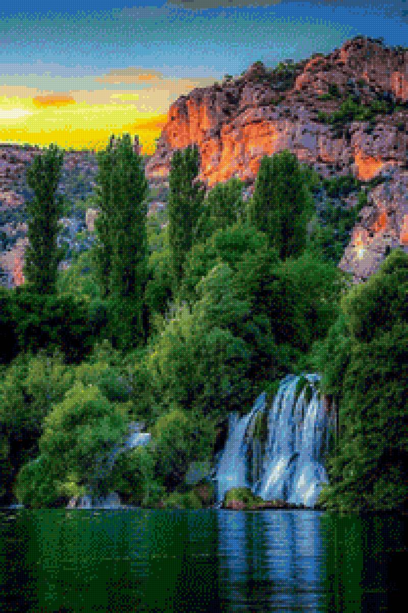 ūdenskritums 2 - dabasskati ūdenskritums saulriets kalni - предпросмотр