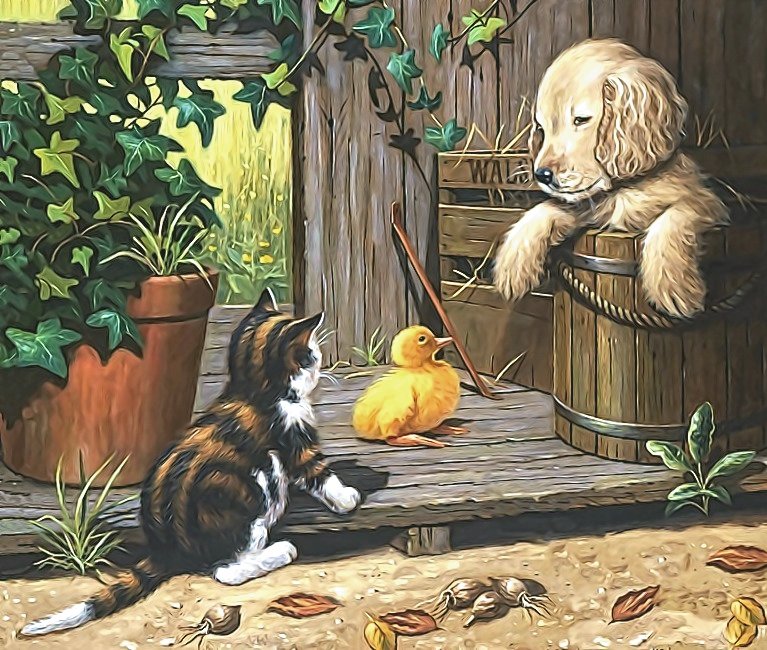 Малыши - щенок, котенок, утенок, животные - оригинал