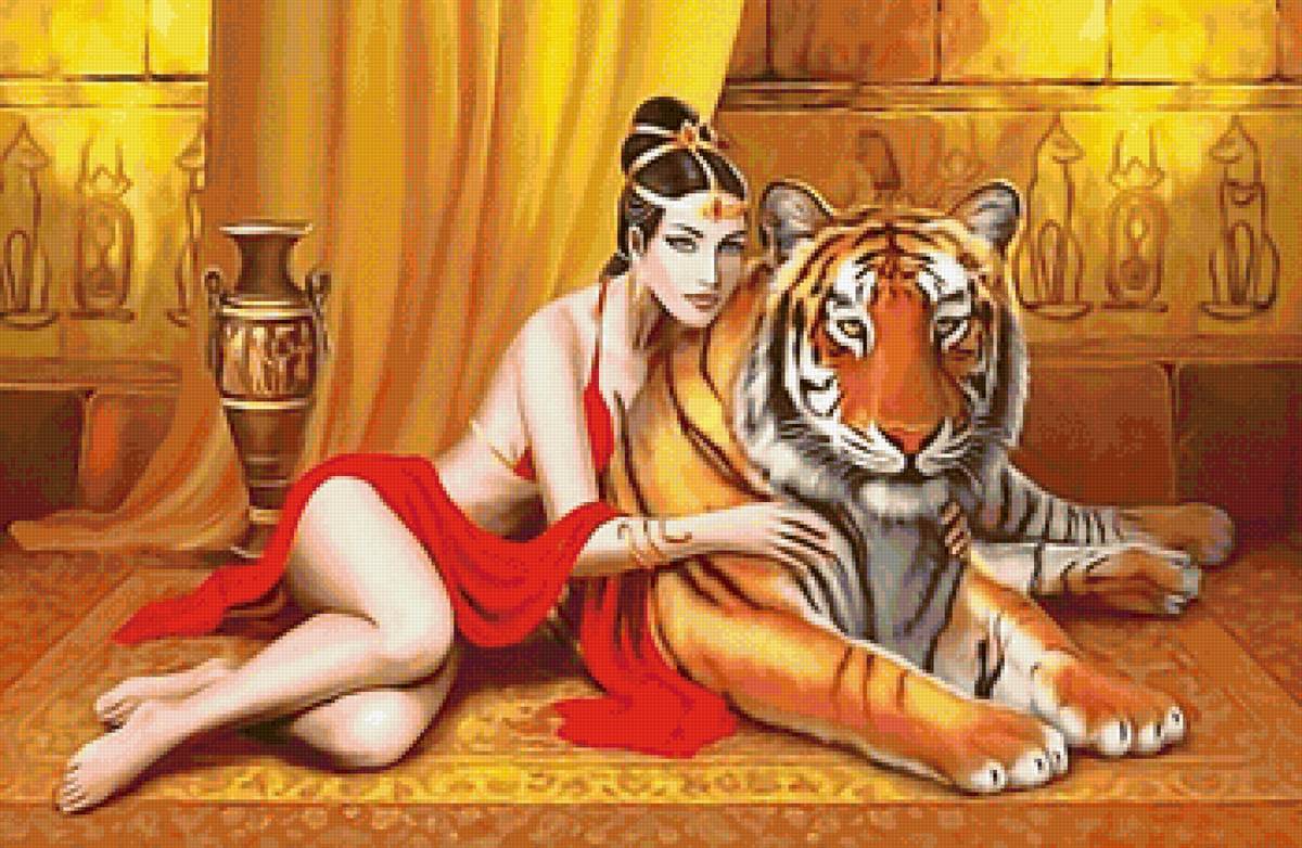 №2109793 - тигр, девушка - предпросмотр