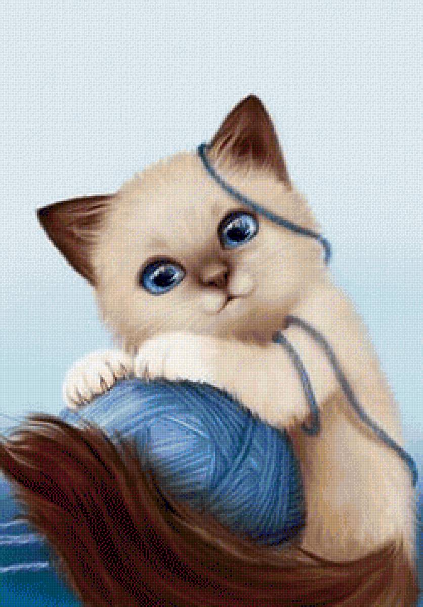 котенок с клубком - кошки - предпросмотр